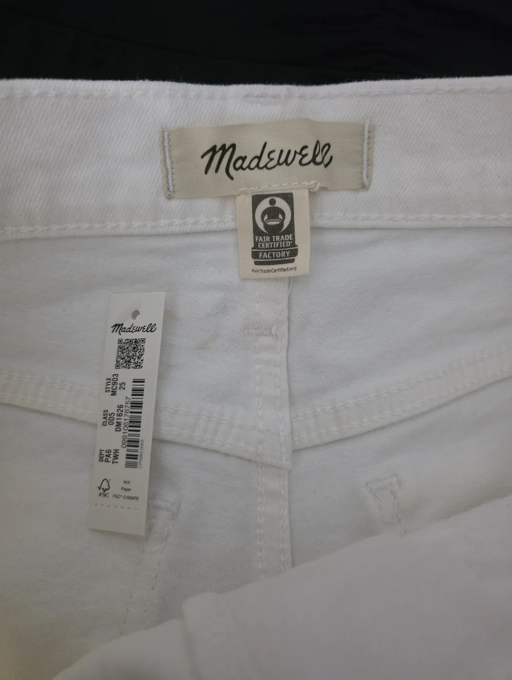 NEW‎ Madewell Women's Size 25 High Rise Denim Shorts White Fitted Cuffed Cotton